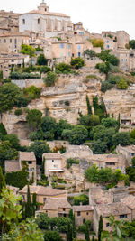 Village built into hillside in the provence region of france