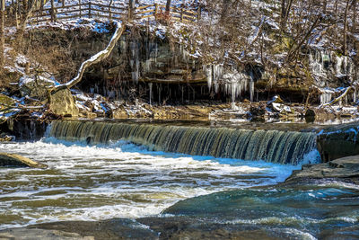 Scenic view of waterfall in river