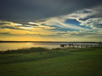 Scenic view of sea against sky during sunset