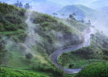 High angle view of mountain road