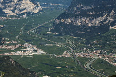 High angle view of agricultural field