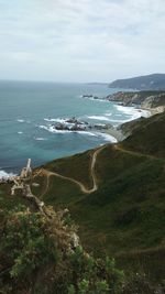 Scenic view of beach and sea against sky