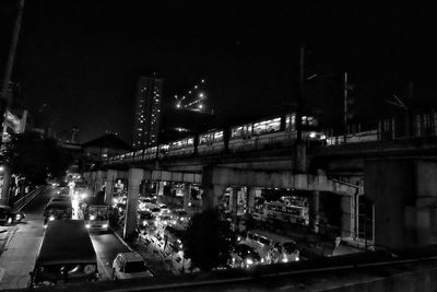 View of illuminated city at night