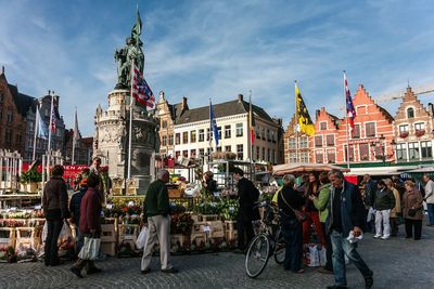 Panoramic view of people in city