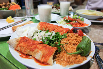 Close-up of food on table