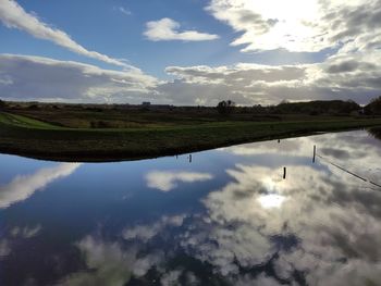 Scenic view of lake against sky