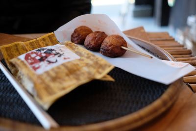 Close-up of breakfast on table