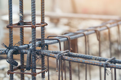 Close-up of metal railing