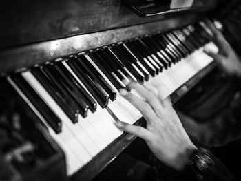 Low angle view of piano keys