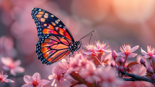 Close-up of butterfly pollinating on flower