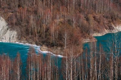 Panoramic view of rock formation in water