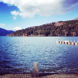 Scenic view of lake against sky