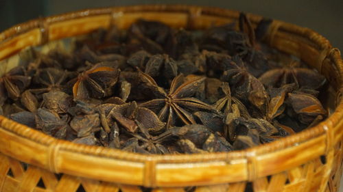 Close-up of wicker basket