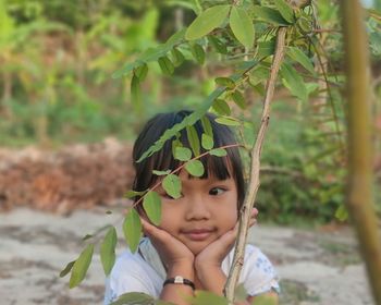 Portrait of cute girl outdoors