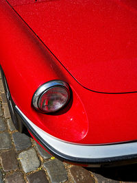 High angle view of red vintage car