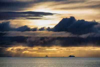 Scenic view of dramatic sky over sea