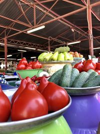 Tomatoes in market stall