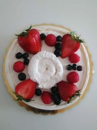 Directly above shot of strawberries in plate