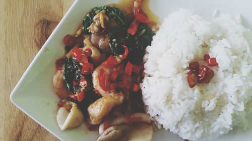 Close-up of served food in plate