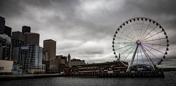 Low angle view of city at waterfront