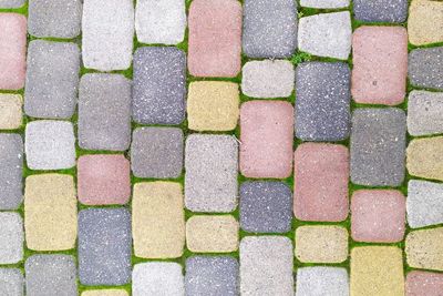 Full frame shot of multi colored footpath