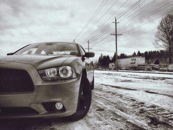 Vintage car against sky