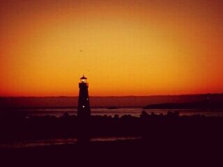 Scenic view of sea at sunset