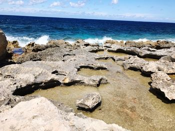 High angle view of beach against sky