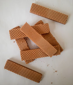 High angle view of chocolate cake on table