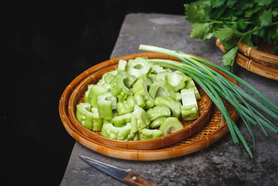 Fresh bitter melon slice-ingredient for cooking