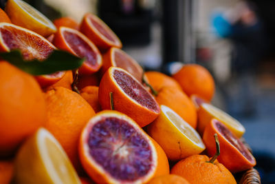 Close-up of citrus fruits for sale in market