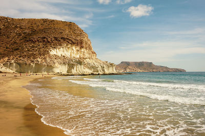 Scenic view of sea against sky, almería, spain. cabo de gata