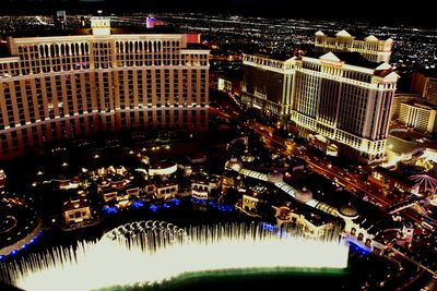 Illuminated cityscape at night