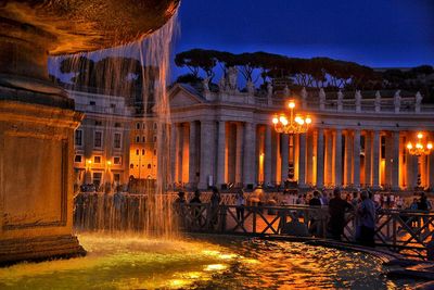 Low angle view of building at night