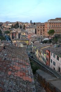 High angle view of buildings in city