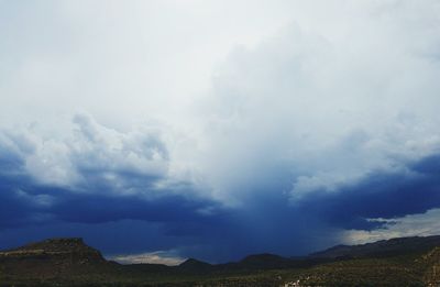 View of landscape against cloudy sky