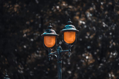 Low angle view of illuminated street light