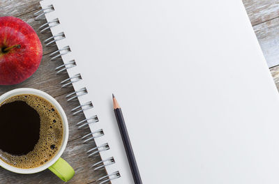 High angle view of coffee on table
