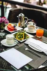 Food on table in restaurant