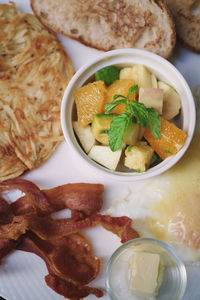 High angle view of food on table