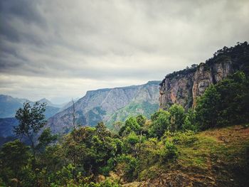 Scenic view of mountains against sky