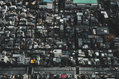 Beautiful aerial view of tokyo skyline with dense buildings