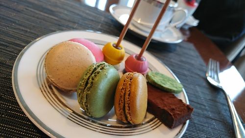 Close-up of dessert in plate on table