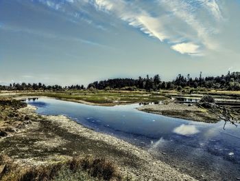 Scenic view of lake against sky