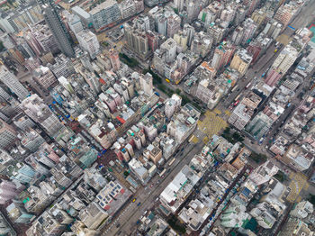 High angle view of buildings in city