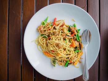 Directly above shot of meal served in plate