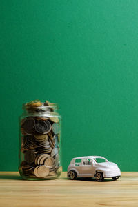 Close-up of jar on table