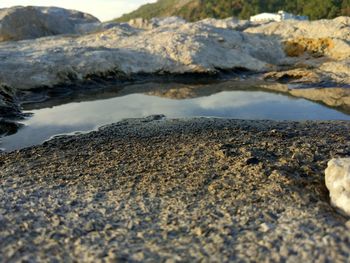 Close-up of rocks on shore