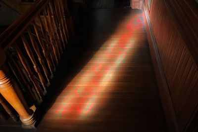 Illuminated corridor at night