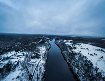 Aerial view of sea against sky